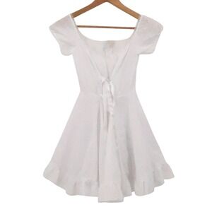 Eyelet Milkmaid Mini Dress Womens Size XXS White Cottage Corset Coquette Lace